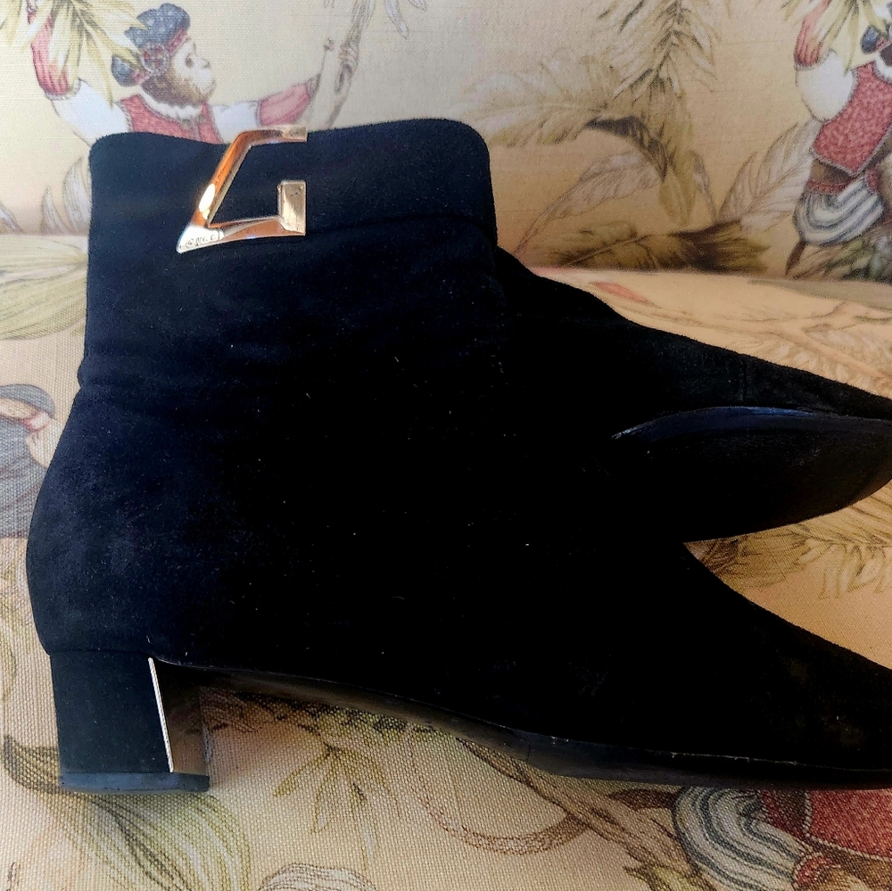 Gucci Black Ankle Boots with Gold Accent